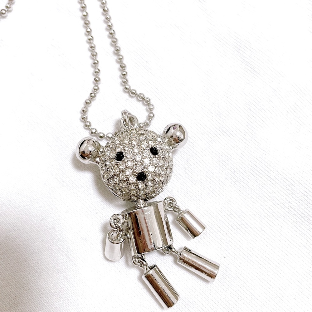 Rhinestone Teddy Bear Necklace